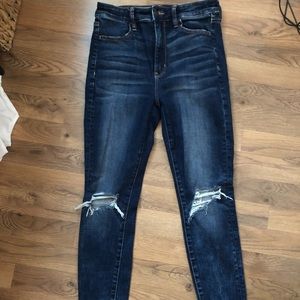American Eagle dark wash super high rise jegging